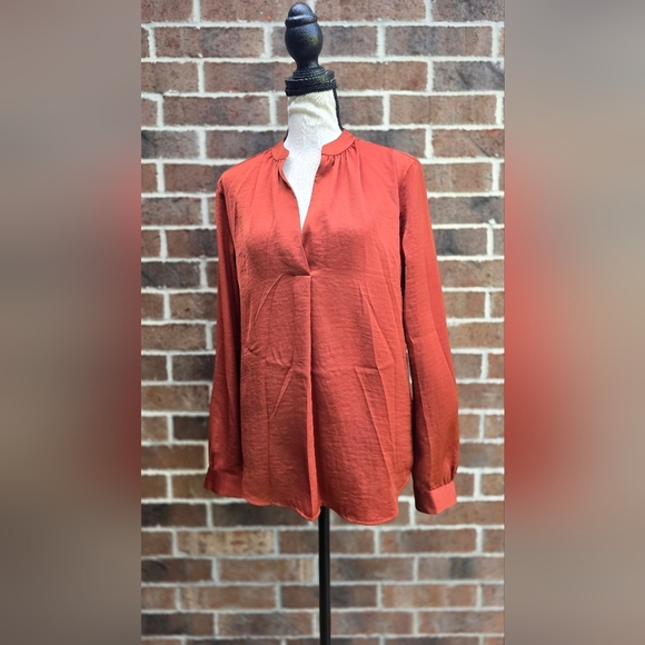 Loft Women's Rust Colored Silky Blouse - Picture 4 of 12